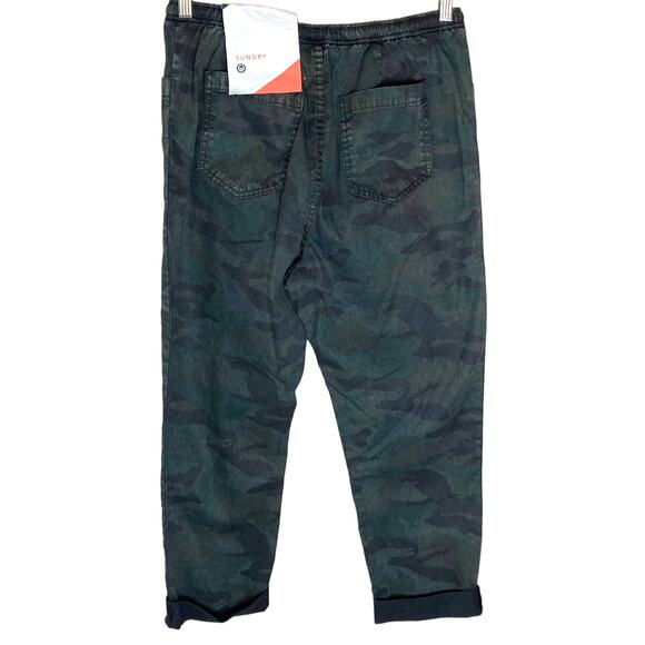 NWT Sundry Camo Utility Trousers Cargo Straight Leg Pants Drawstring Sz 3 Large - Picture 4 of 16